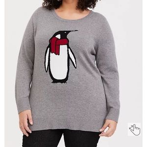 TORRID GREY PENGUIN SWEATER SIZE 1